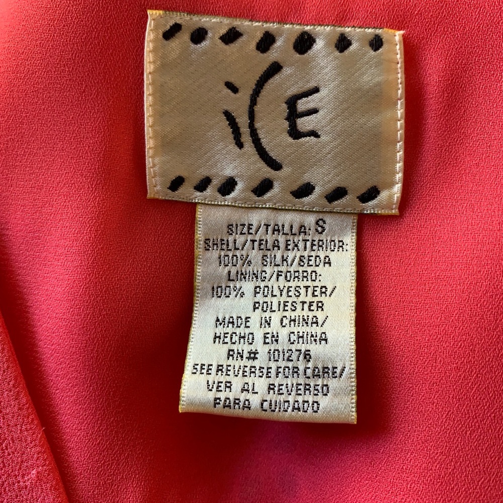 ICE 100% Silk Coral Beaded Embroidered Blouse - Picture 6 of 11